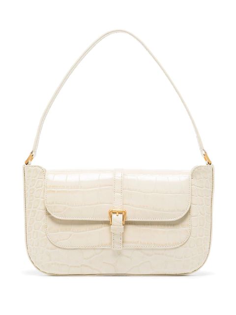 BY FAR crocodile-effect leather shoulder bag - Neutrals