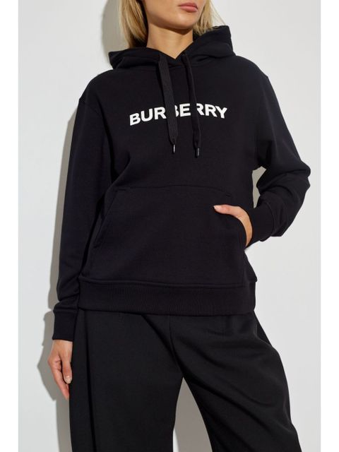 Burberry logo cotton hoodie - Black