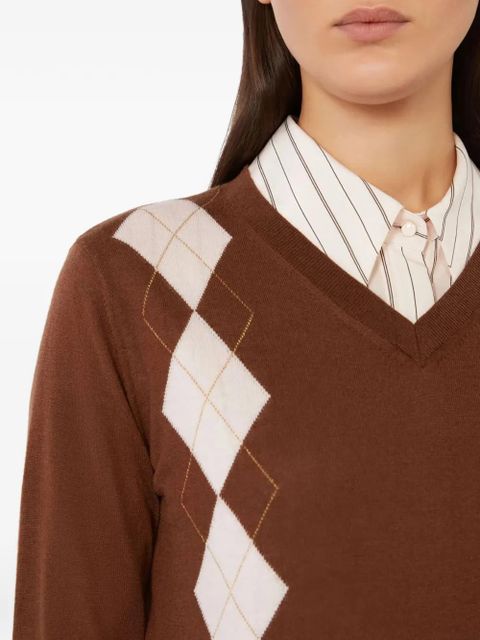 Max Mara argyle V-neck sweater - Brown