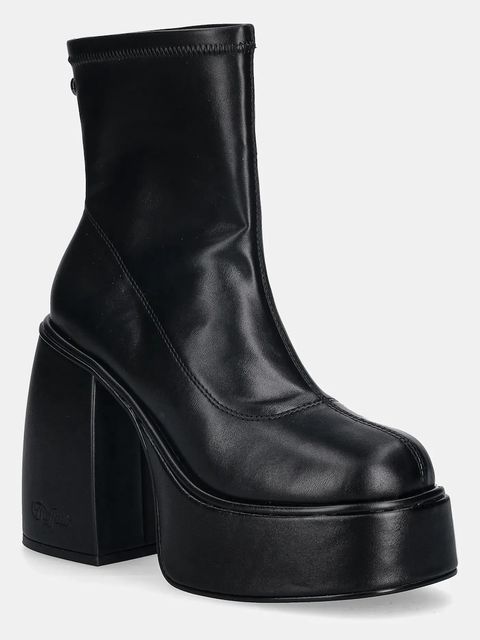 Buffalo botki Heart Sock Bootie damskie kolor czarny na słupku 1220073-BLK