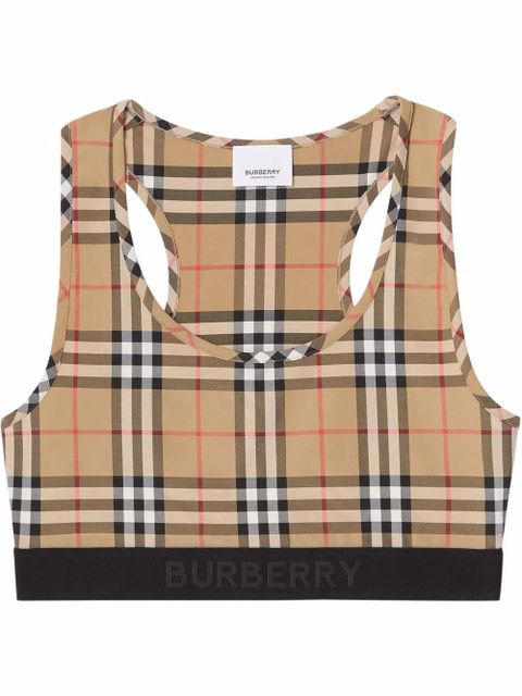 Burberry Vintage Check-print sports bra - Neutrals - zdjęcie produktu nr 1
