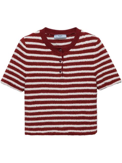 Prada cotton bouclé polo top - Red - zdjęcie produktu nr 1