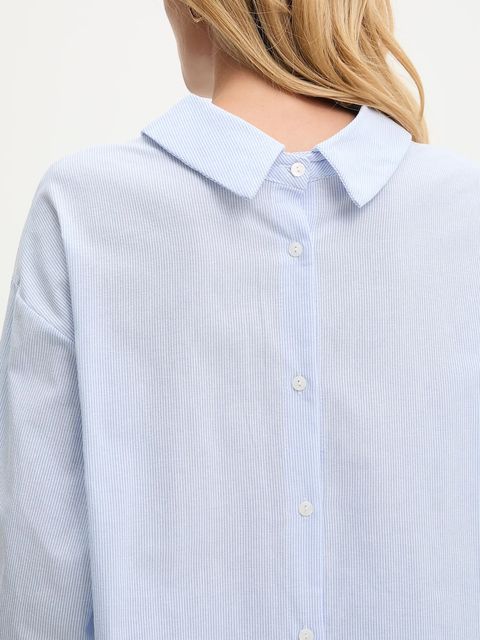 Answear.LAB koszula lniana damska kolor niebieski relaxed z kołnierzykiem klasycznym