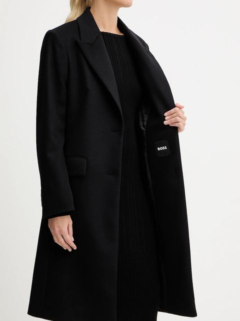 BOSS płaszcz wełniany kolor czarny 50548371