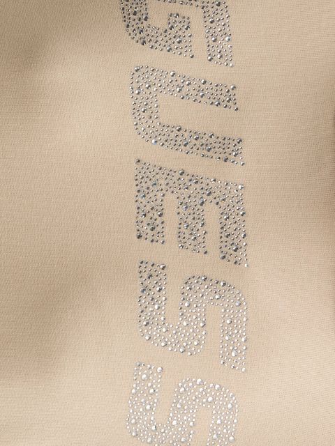 Guess bluza bawełniana PRIMULA damska kolor beżowy z kapturem z aplikacją V5GQ09 KCRP0