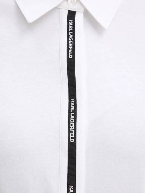 Karl Lagerfeld koszula bawełniana damska kolor biały regular z kołnierzykiem klasycznym B1W17078