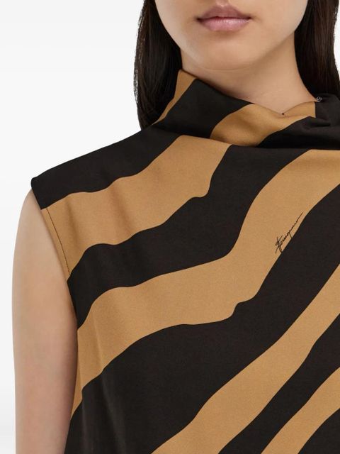 Ferragamo animal-print asymmetric top - Brown