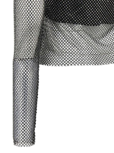 Sportmax rhinestone-embellished mesh top - Black