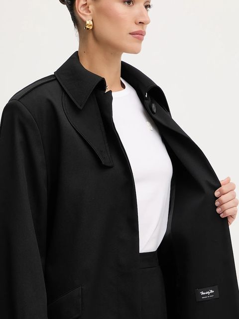 BOSS trencz wełniany damski kolor czarny przejściowy 50543198