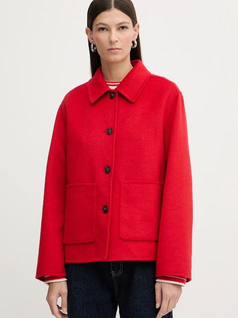 Marc O'Polo kurtka z domieszką wełny kolor czerwony przejściowa 600005170009 - zdjęcie produktu nr 1