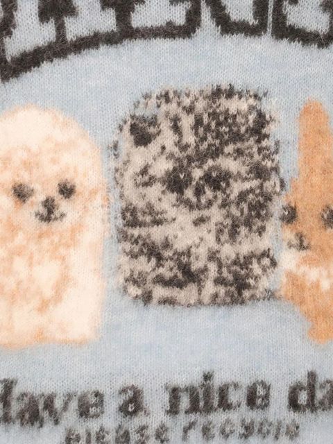 GANNI intarsia-knit top - Blue