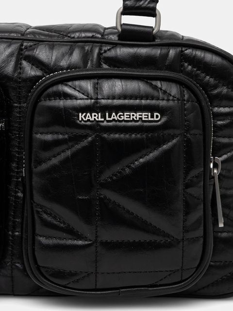 Karl Lagerfeld torebka skórzana K/KUILT kolor czarny B1W30089