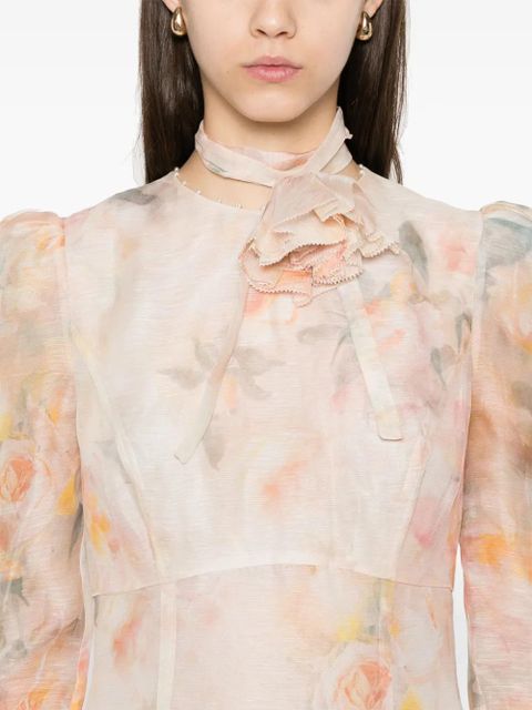 ZIMMERMANN Crush Flower mini dress - Neutrals