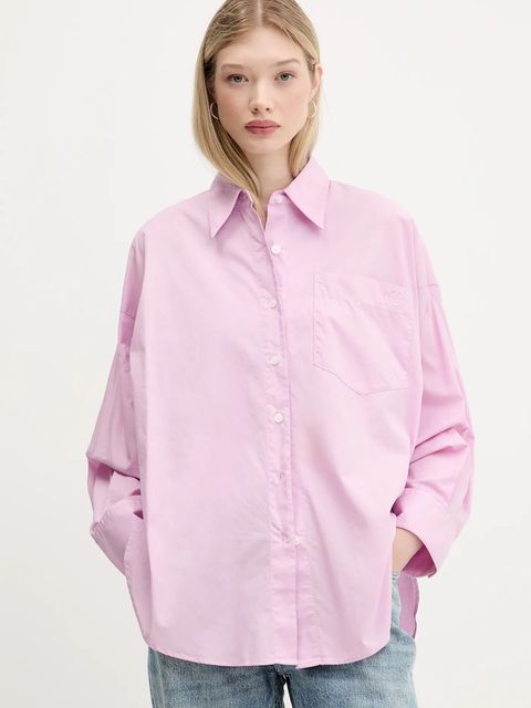 Hugo Blue koszula bawełniana damska kolor fioletowy relaxed z kołnierzykiem klasycznym 50542970 - zdjęcie produktu nr 1