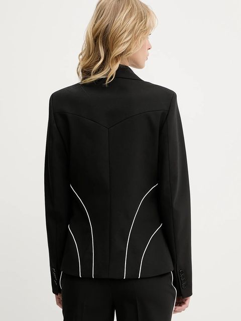 Karl Lagerfeld marynarka z domieszką wełny kolor czarny jednorzędowa wzorzysta A3W14039