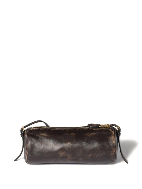Miu Miu embossed-logo cylinder shoulder bag - Brown