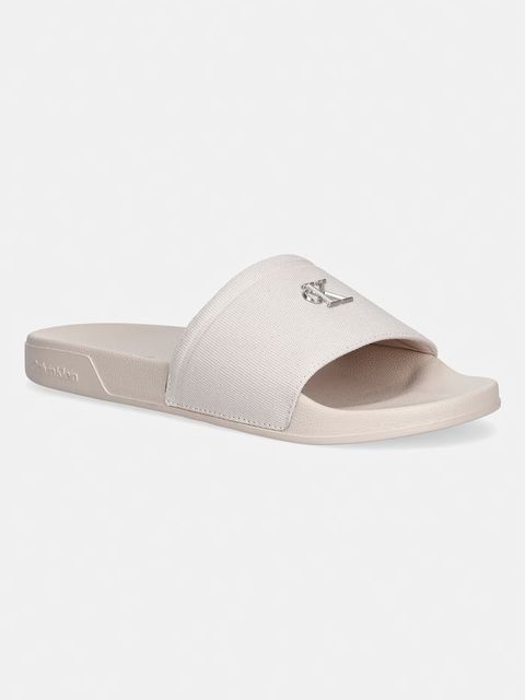 Calvin Klein klapki damskie ESS SLIDE CANVAS HDW - zdjęcie produktu nr 1