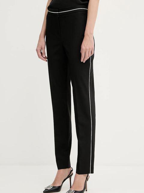 Karl Lagerfeld spodnie z domieszką wełny damskie kolor czarny proste high waist A3W10094 - zdjęcie produktu nr 1