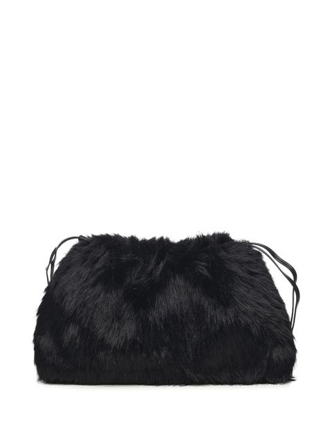 PINKO faux-fur logo-plaque clutch bag - Black - zdjęcie produktu nr 2