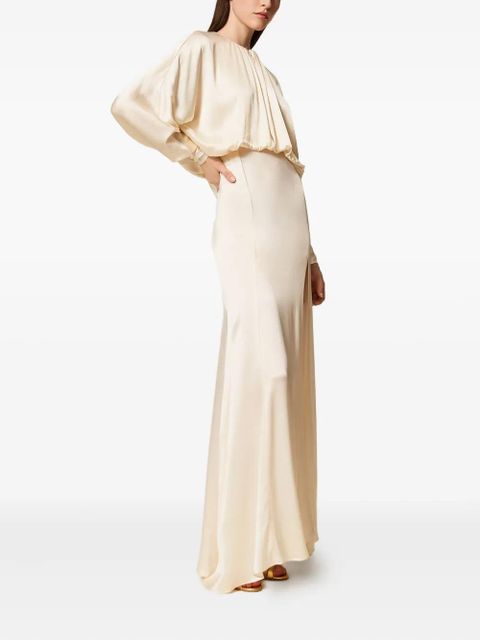 TWINSET gathered-bodice satin dress - Neutrals