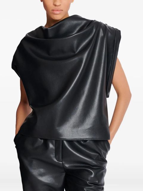 Balmain faux-leather draped top - Black - zdjęcie produktu nr 2