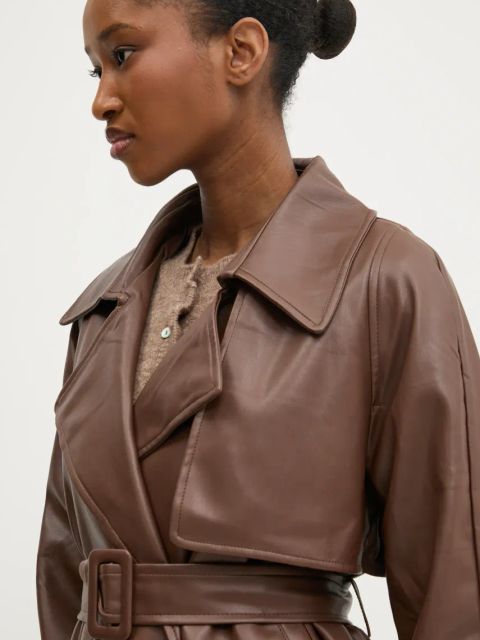 Answear.LAB kurtka damska kolor brązowy przejściowa