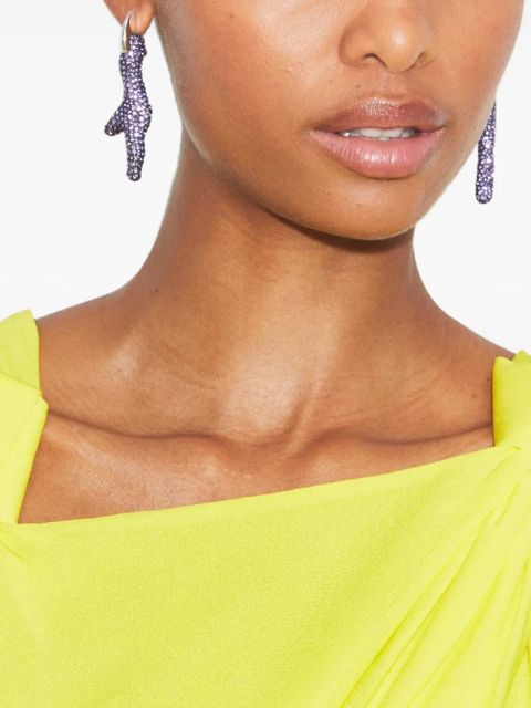 Tory Burch crystal-embellished hand earrings - Silver - zdjęcie produktu nr 2