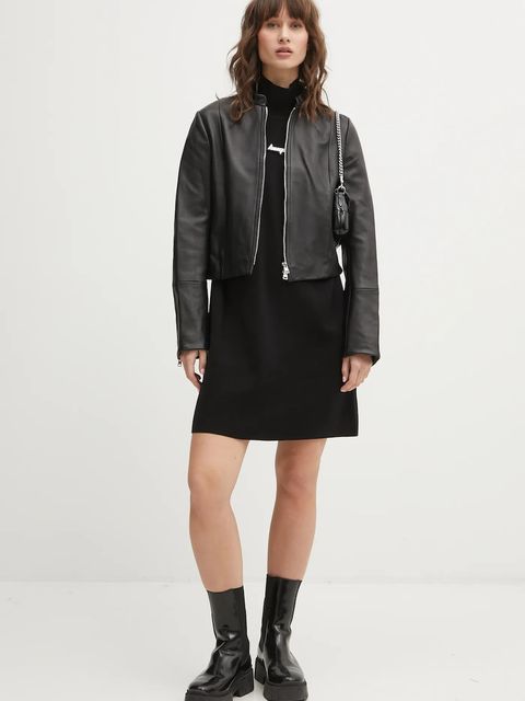 HUGO kurtka skórzana Lasari kolor czarny przejściowa 50555743 - zdjęcie produktu nr 2