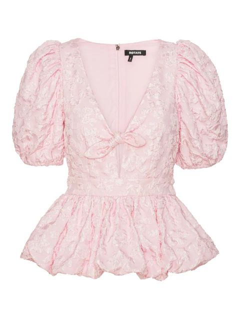 ROTATE BIRGER CHRISTENSEN puff-sleeve jacquard top - Pink - zdjęcie produktu nr 1