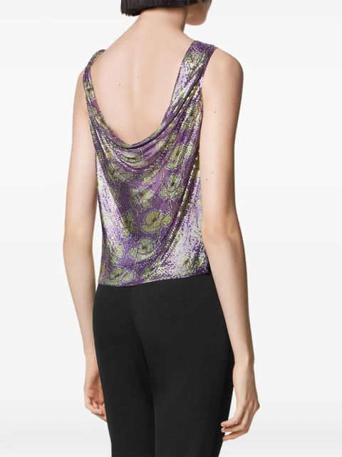 Versace mesh draped-neck top - Purple