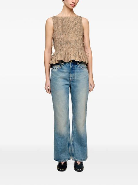 GANNI shirred tie blouse - Neutrals - zdjęcie produktu nr 2