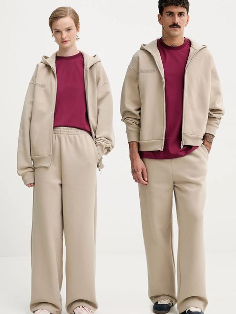 Pangaia spodnie dresowe bawełniane kolor beżowy gładkie 10002676 - zdjęcie produktu nr 1