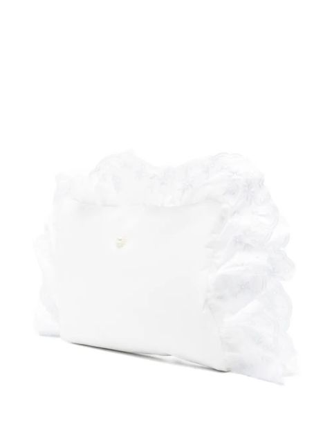 Simone Rocha broderie-anglaise ruffled clutch bag - White