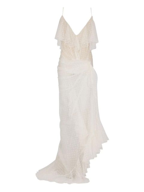 Balmain lace-panel maxi dress - White - zdjęcie produktu nr 1