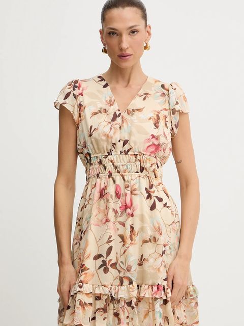 Guess sukienka BRIGIDA kolor beżowy mini rozkloszowana W3YK34 WDW82 - zdjęcie produktu nr 1