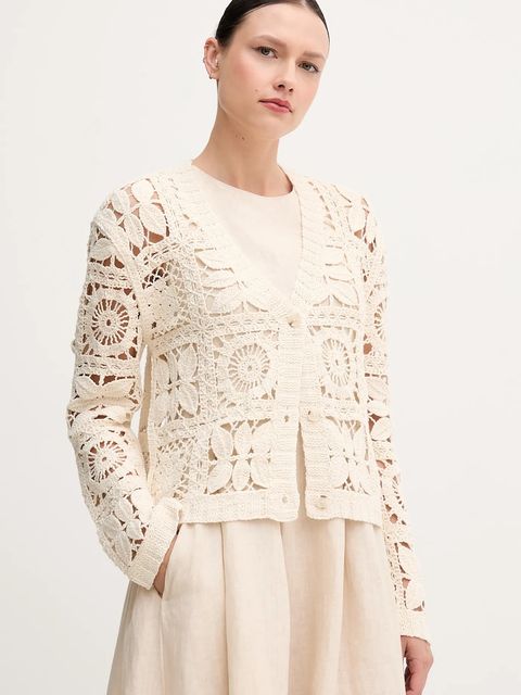 OUI kardigan damski kolor beżowy 92841 - zdjęcie produktu nr 1