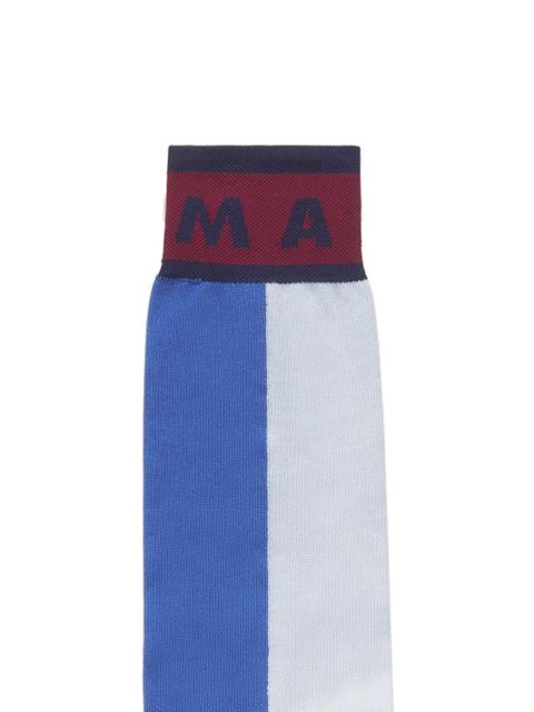 Marni embroidered-logo socks - Blue