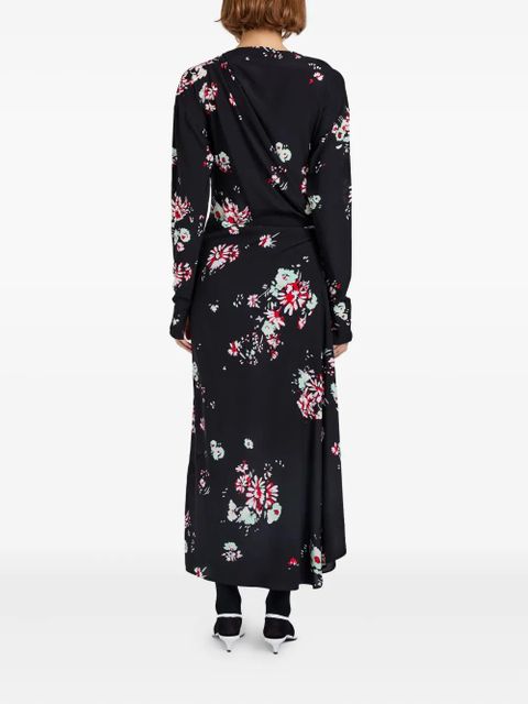 Proenza Schouler floral-print draped asymmetric day dress - Black