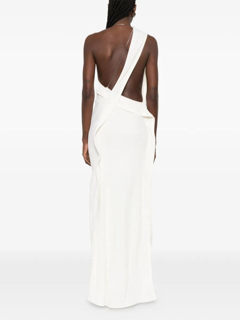 Victoria Beckham one-shoulder chain-detail dress - White