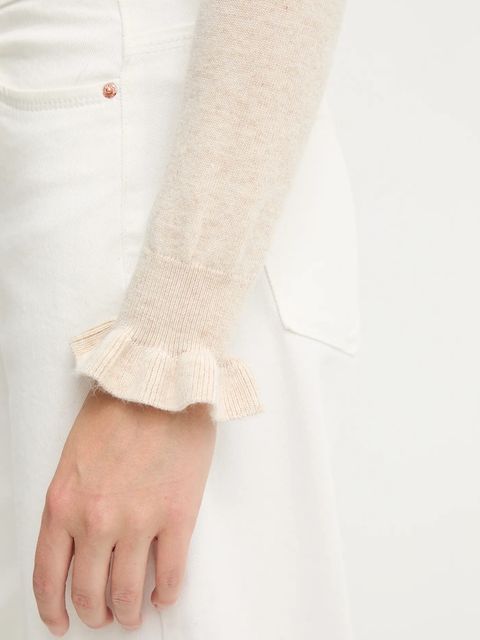 Answear.LAB sweter z kaszmirem damski kolor beżowy lekki z półgolfem