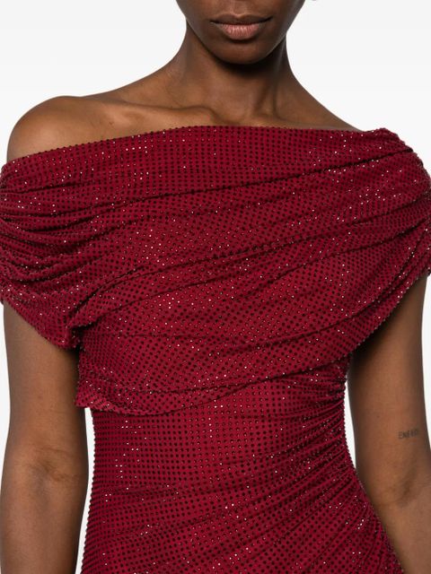 Self-Portrait drape detail midi dress - Red