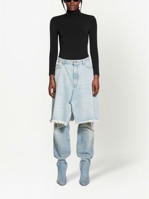 Balenciaga fringed denim skirt - Blue