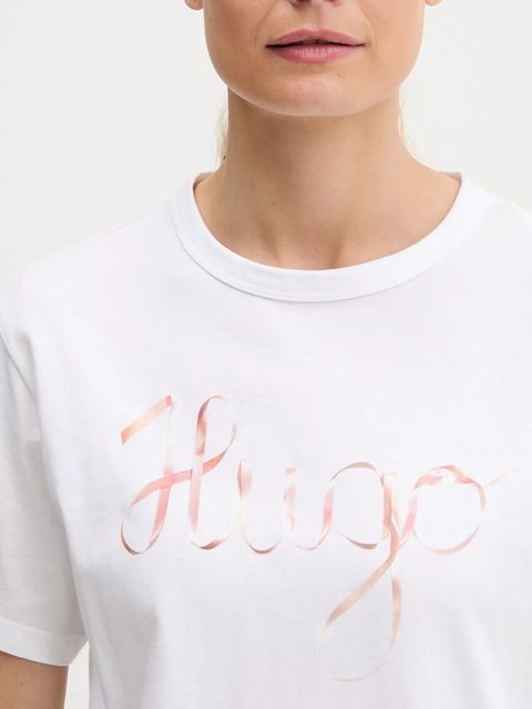 HUGO t-shirt bawełniany damski kolor biały 50544868