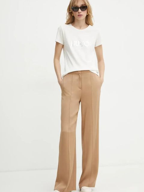 Liu Jo t-shirt damski kolor beżowy TA5214 JS003 - zdjęcie produktu nr 2