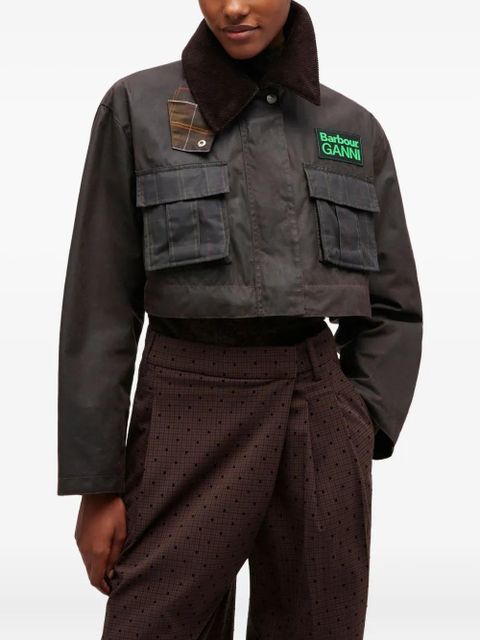 GANNI x Barbour tartan peplum jacket - Brown