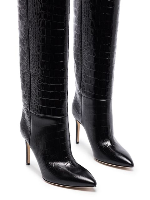 Paris Texas crocodile-embossed boots - Black