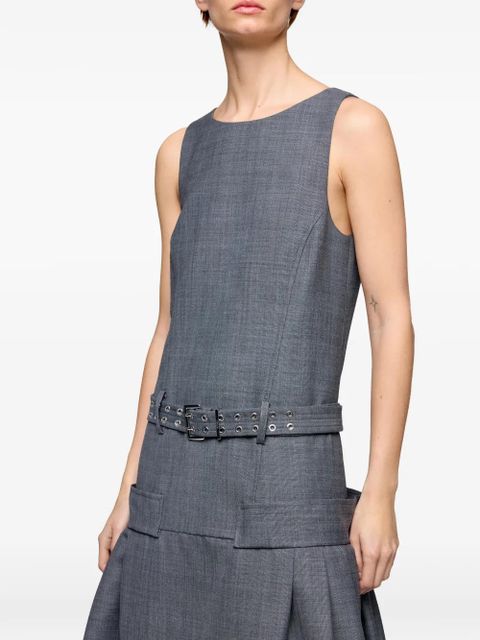 GANNI belted midi dress - Grey