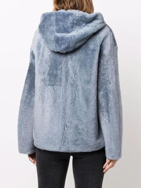 Yves Salomon hooded shearling jacket - Blue
