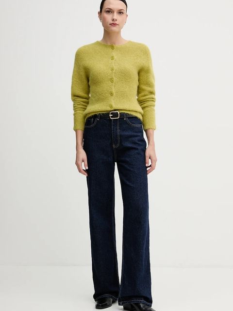 Sandro Ferrone kardigan z dodatkiem alpaki damski kolor zielony S9YBFNESPOLO