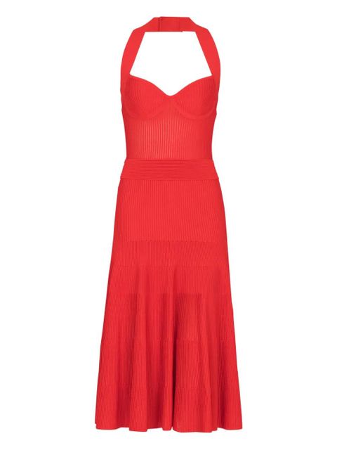 Balmain halterneck pleated knitted dress - Red - zdjęcie produktu nr 1